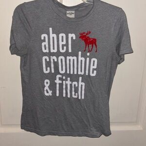 EUC abercrombie KIDS XL short sleeved T-shirt PTP 18” length 22” gray white red